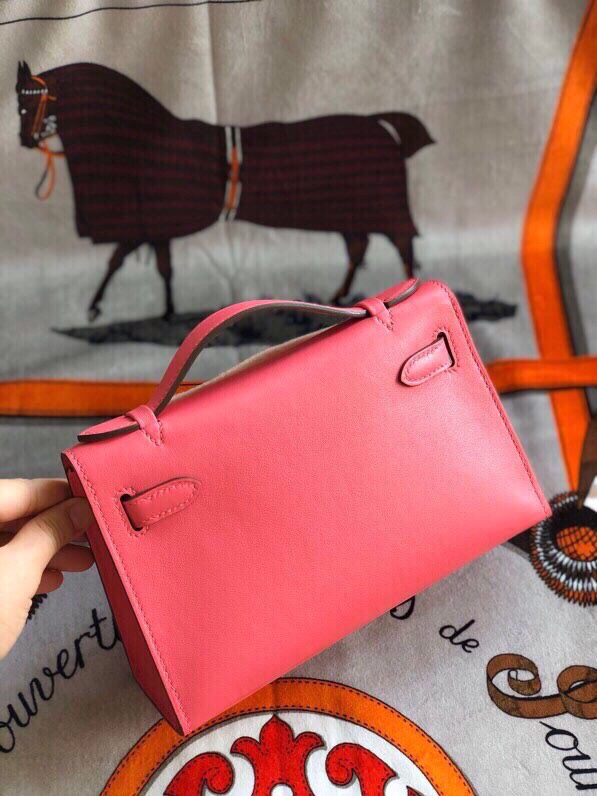 에르메스 미니 켈리백22 립스틱 핑크 금장 스위프트